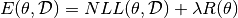 E(\theta, \mathcal{D}) = NLL(\theta, \mathcal{D}) + \lambda R(\theta)\\