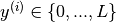 y^{(i)} \in \{0, ..., L\}